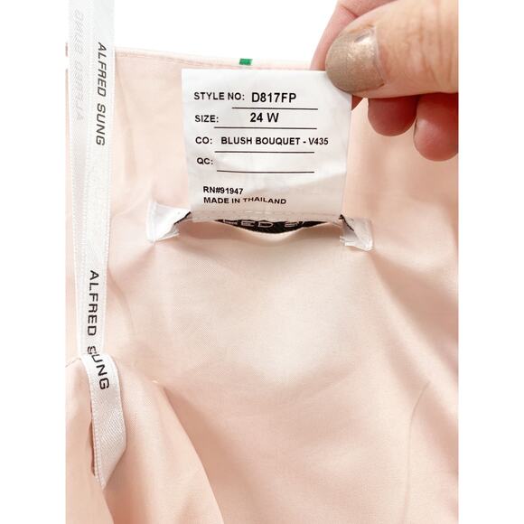 ALFRED SUNG Dress Size 24W NEW NWOT Pockets Pink V Neck Floral - Picture 5 of 8